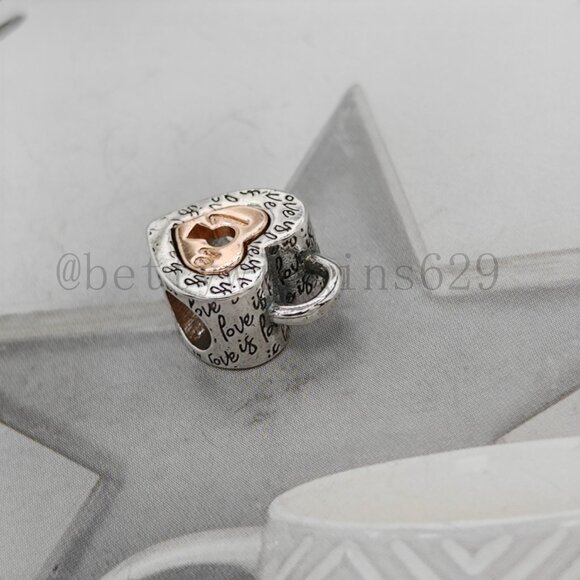 Pandora Two-tone Padlock Splittable Heart Charm - Picture 6 of 8